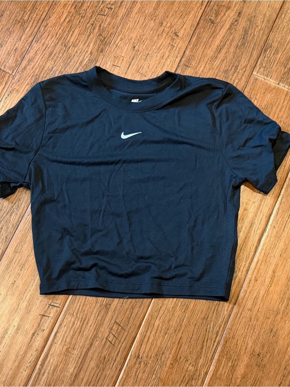 Nike Black Cropped Swoosh Tee new with tags